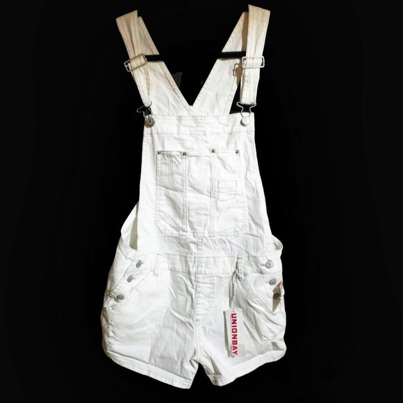 White Denim Short Overalls, Women's - Picture 1 of 7